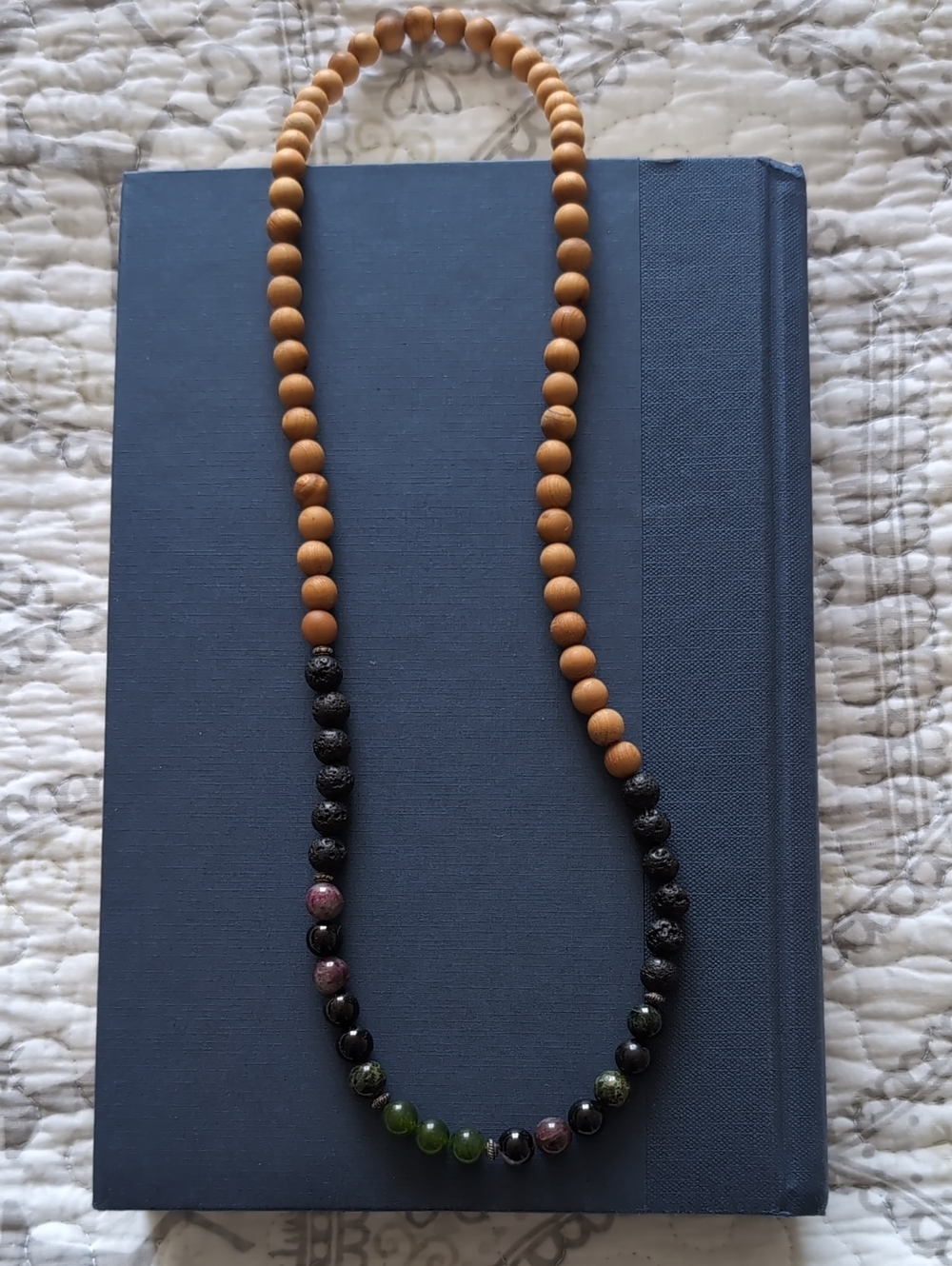Natural Wood and Multicolor Bead Necklace - Unbranded